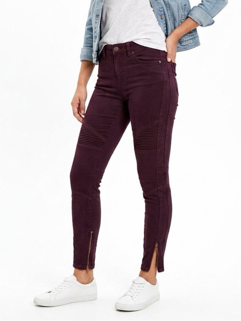 CLOSED Burgundy Skinny Moto corduroy Jeans with Ankle Zips NWT Sz-30. FF3